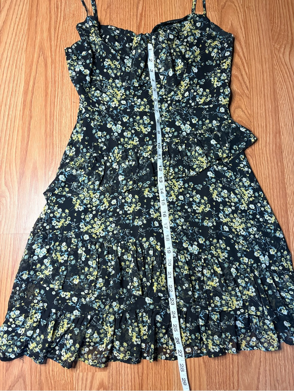 Lulu's Black Dress with Yellow and Aqua Floral Accent - Picture 8 of 10